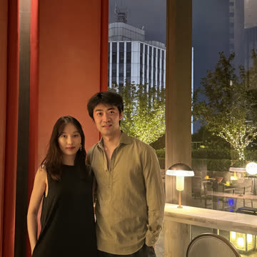 Together at an evening dinner